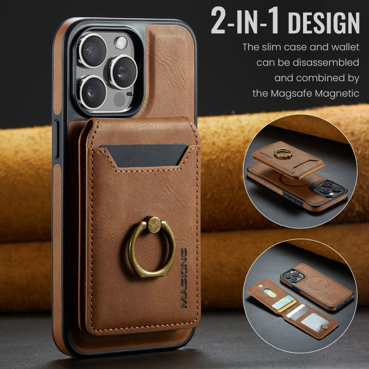 For iPhone 15 Pro DG.MING K1 MagSafe Detachable Wallet RFID Back Cover Phone Case(Brown) - iPhone 15 Pro Cases by DG.MING | Online Shopping UK | buy2fix