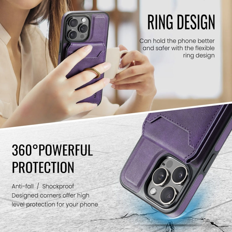 For iPhone 14 Plus DG.MING K1 MagSafe Detachable Wallet RFID Back Cover Phone Case(Purple) - iPhone 14 Plus Cases by DG.MING | Online Shopping UK | buy2fix