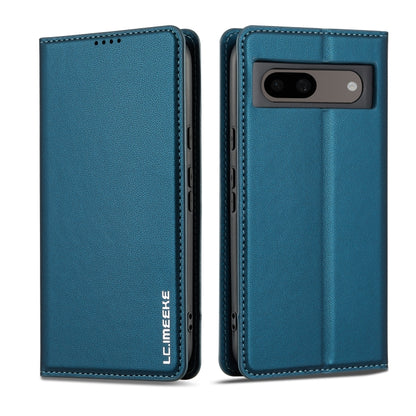 For Google Pixel 7A LC.IMEEKE L1 Series Frosted Fine Texture PU Phone Case(Blue) - Google Cases by LC.IMEEKE | Online Shopping UK | buy2fix