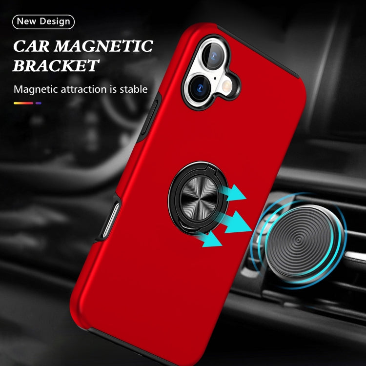 For iPhone 16 Plus PC Hybrid TPU Magnetic Ring Holder Phone Case(Red) - iPhone 16 Plus Cases by buy2fix | Online Shopping UK | buy2fix