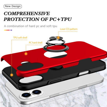 For iPhone 16 Plus PC Hybrid TPU Magnetic Ring Holder Phone Case(Red) - iPhone 16 Plus Cases by buy2fix | Online Shopping UK | buy2fix