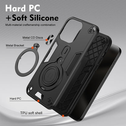 For Samsung Galaxy S25 Ultra 5G Metal Ring 360 Degree Rotating Holder PC Hybrid TPU Phone Case(Black) - Galaxy S25 Ultra 5G Cases by buy2fix | Online Shopping UK | buy2fix