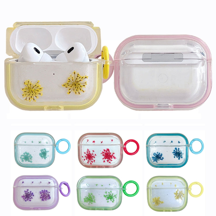 For AirPods Pro Glitter Snowflake Epoxy Dried Flowers Earbuds Box TPU Case(Light Blue) - For AirPods Pro by buy2fix | Online Shopping UK | buy2fix