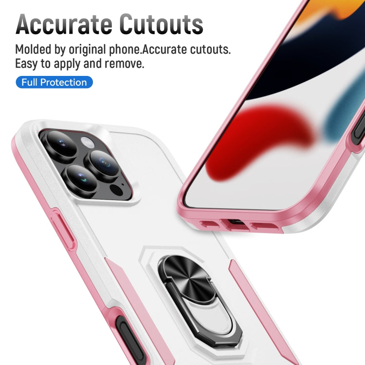 For iPhone 16 Pro Max Pioneer Armor Heavy Duty PC + TPU Phone Case with Holder(White+Pink) - iPhone 16 Pro Max Cases by buy2fix | Online Shopping UK | buy2fix