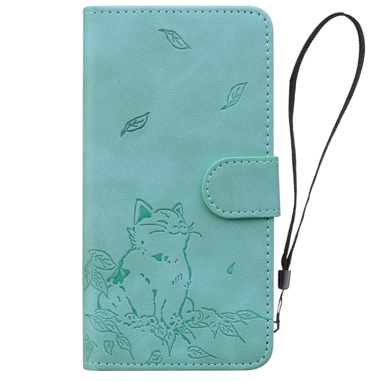 For Redmi K70 Ultra Cute Cat Embossed Leather Phone Case(Green) - Xiaomi Cases by buy2fix | Online Shopping UK | buy2fix