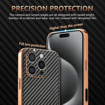 For iPhone 16 Pro AZNS Electroplated Edge Carbon Fiber Texture Phone Case(Blue) - iPhone 16 Pro Cases by AZNS | Online Shopping UK | buy2fix