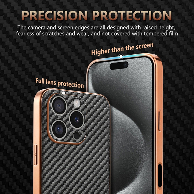 For iPhone 16 Pro AZNS Electroplated Edge Carbon Fiber Texture Phone Case(Green) - iPhone 16 Pro Cases by AZNS | Online Shopping UK | buy2fix