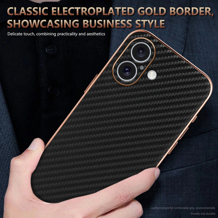 For iPhone 16 Plus AZNS Electroplated Edge Carbon Fiber Texture Phone Case(Blue) - iPhone 16 Plus Cases by AZNS | Online Shopping UK | buy2fix