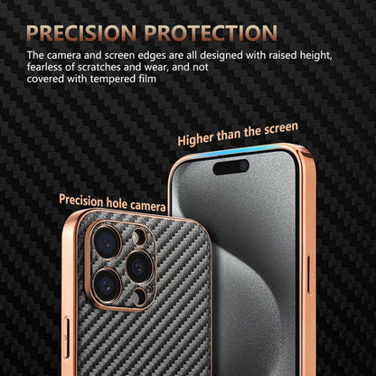 For iPhone 15 Pro Max AZNS Electroplated Edge Carbon Fiber Texture Phone Case(Black) - iPhone 15 Pro Max Cases by AZNS | Online Shopping UK | buy2fix