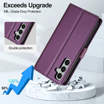 For Samsung Galaxy A55 5G LC.IMEEKE L2 Series Detachable Magsafe PU Phone Case with Lanyard(Purple) - Galaxy Phone Cases by LC.IMEEKE | Online Shopping UK | buy2fix