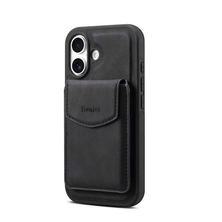 For iPhone 16 Plus Denior D19 Skin Feel MagSafe Detachable Card Slot Phone Case(Black) - iPhone 16 Plus Cases by Denior | Online Shopping UK | buy2fix