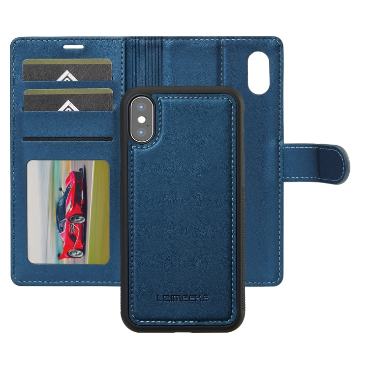 For iPhone X / XS LC.IMEEKE L2 Series Detachable Magsafe PU Phone Case with Lanyard(Blue) - More iPhone Cases by LC.IMEEKE | Online Shopping UK | buy2fix