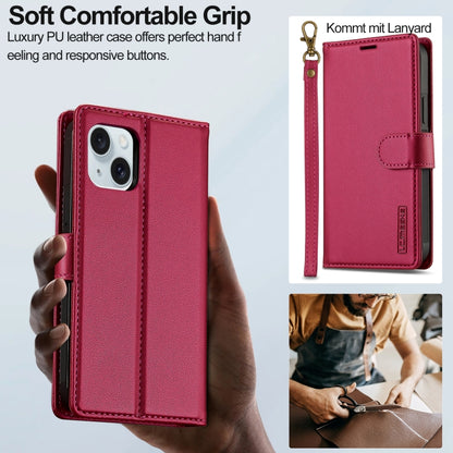 For iPhone 14 LC.IMEEKE L2 Series Detachable Magsafe PU Phone Case with Lanyard(Red) - iPhone 14 Cases by LC.IMEEKE | Online Shopping UK | buy2fix