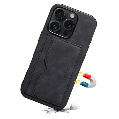 For iPhone 16 Denior D08 PU Single Card Slot Holder Phone Case(Black) - iPhone 16 Cases by Denior | Online Shopping UK | buy2fix