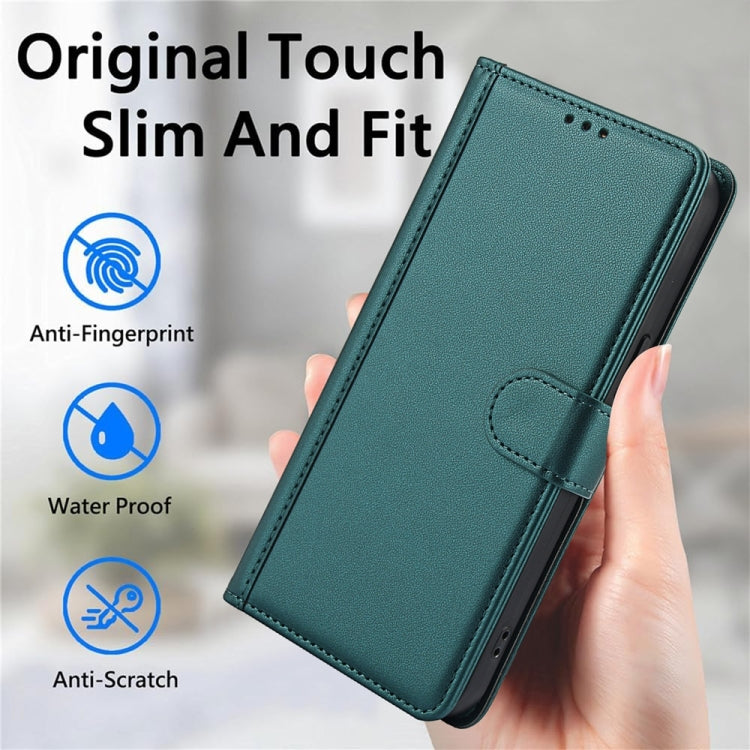 For Samsung Galaxy S25 Ultra 5G Skin Feel Pure Color Card Slots Leather Phone Case with Dual Lanyard(Green) - Galaxy S25 Ultra 5G Cases by buy2fix | Online Shopping UK | buy2fix