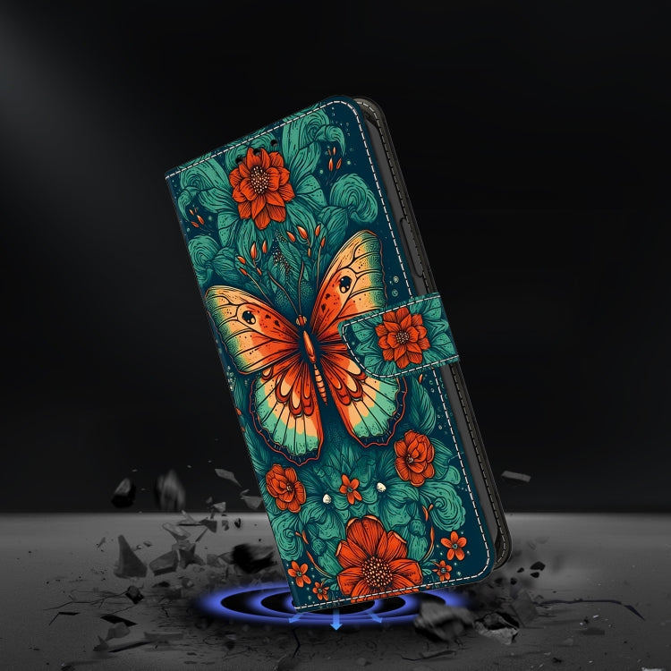 For iPhone 16 Pro Max Crystal Painted Leather Phone case(Flower Butterfly) - iPhone 16 Pro Max Cases by buy2fix | Online Shopping UK | buy2fix