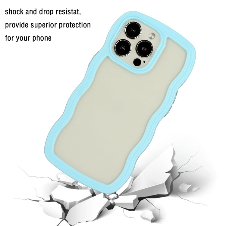 For iPhone 16 Pro Candy Color Wave TPU Clear PC Phone Case(Blue) - iPhone 16 Pro Cases by buy2fix | Online Shopping UK | buy2fix