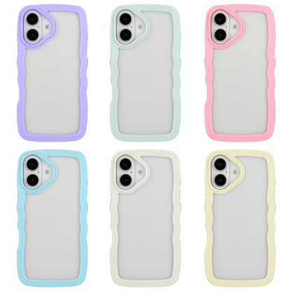 For iPhone 16 Plus Candy Color Wave TPU Clear PC Phone Case(Pink) - iPhone 16 Plus Cases by buy2fix | Online Shopping UK | buy2fix