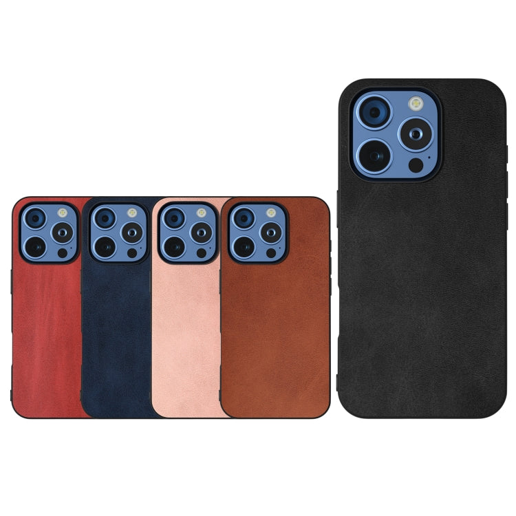 For iPhone 16 Pro Black Frame Two-color Calf Texture PU Phone Case(Blue) - iPhone 16 Pro Cases by buy2fix | Online Shopping UK | buy2fix