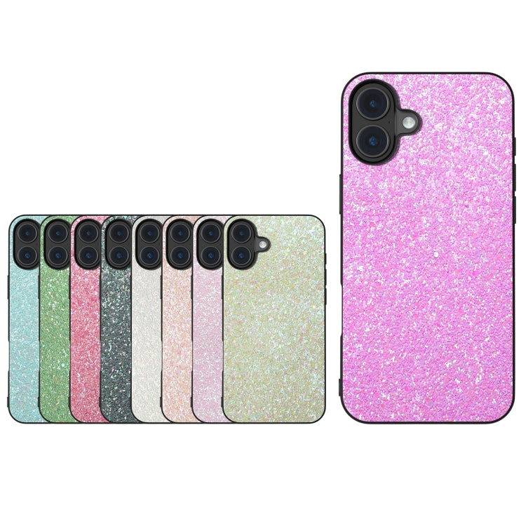 For iPhone 16 Black Frame Colorful Glitter Phone Case(Purple Pink) - iPhone 16 Cases by buy2fix | Online Shopping UK | buy2fix