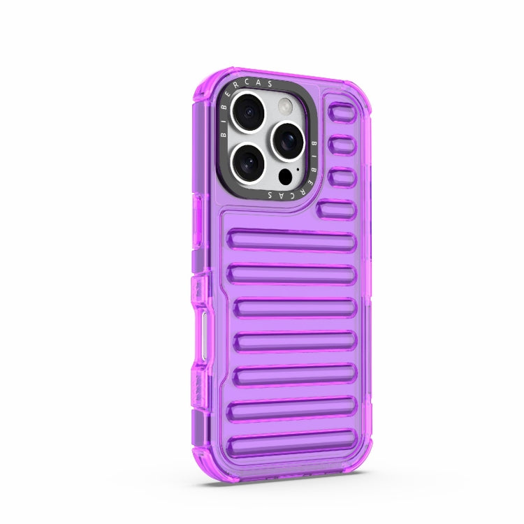 For iPhone 16 Pro High Transparency TPU Hybrid PC Airbag Phone Case(Transparent Purple) - iPhone 16 Pro Cases by buy2fix | Online Shopping UK | buy2fix