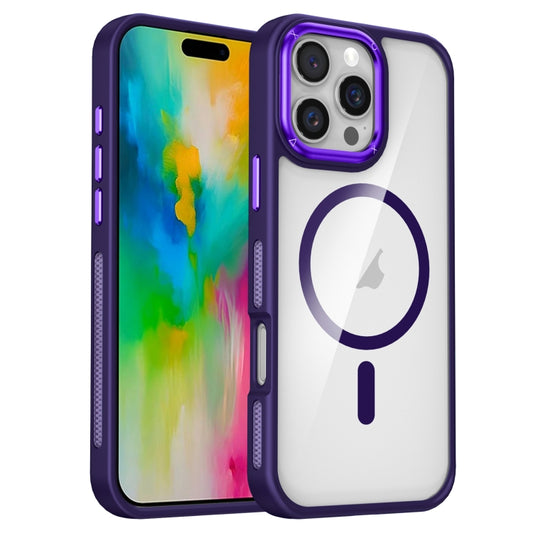 For iPhone 16 Pro Breathable Skin Feel Transparent MagSafe Magnetic Phone Case(Purple) - iPhone 16 Pro Cases by buy2fix | Online Shopping UK | buy2fix