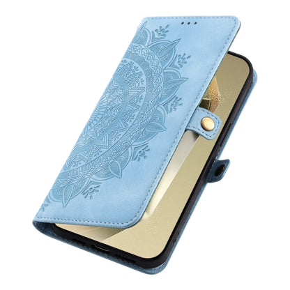 For Samsung Galaxy S25 5G Skin Feel Totem Embossed Leather Phone Case(Blue) - Galaxy S25 5G Cases by buy2fix | Online Shopping UK | buy2fix