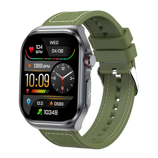 ET585 2.04 inch Nylon Strap IP68 Waterproof Smart Watch, Support ECG / Blood Composition Measurement(Green) - Smart Watches by buy2fix | Online Shopping UK | buy2fix