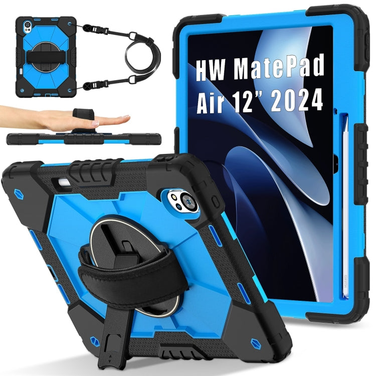 For Huawei MatePad Air 12 2024 Contrast Color Robot Silicone Hybrid PC Tablet Case(Black Blue) - Huawei by buy2fix | Online Shopping UK | buy2fix