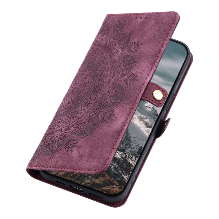 For Google Pixel 9 / 9 Pro Skin Feel Totem Embossed Leather Phone Case(Wine Red) - Google Cases by buy2fix | Online Shopping UK | buy2fix