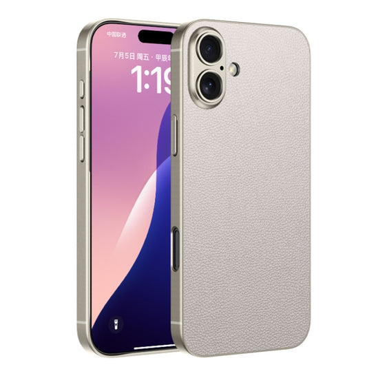 For iPhone 16 GKK Metal Paint Skin Feel Leather Full Coverage Phone Case(Titanium Grey) - iPhone 16 Cases by GKK | Online Shopping UK | buy2fix