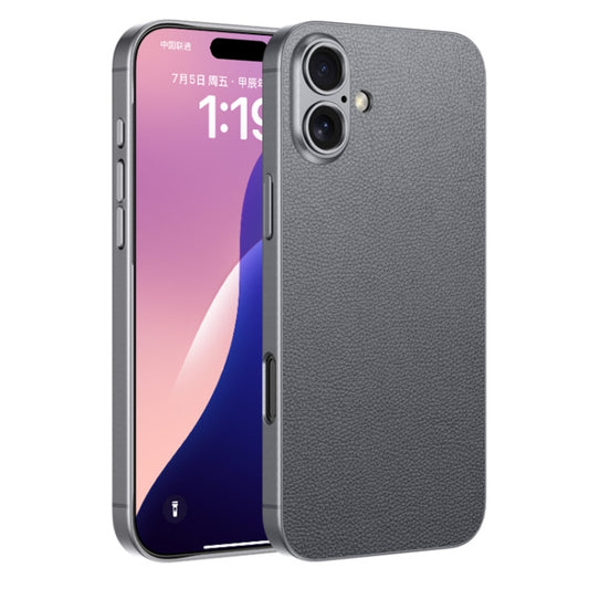 For iPhone 16 GKK Metal Paint Skin Feel Leather Full Coverage Phone Case(Mountain Gray) - iPhone 16 Cases by GKK | Online Shopping UK | buy2fix