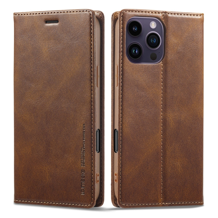 For iPhone 16 Pro LC.IMEEKE RFID Anti-theft Leather Phone Case(Brown) - iPhone 16 Pro Cases by LC.IMEEKE | Online Shopping UK | buy2fix