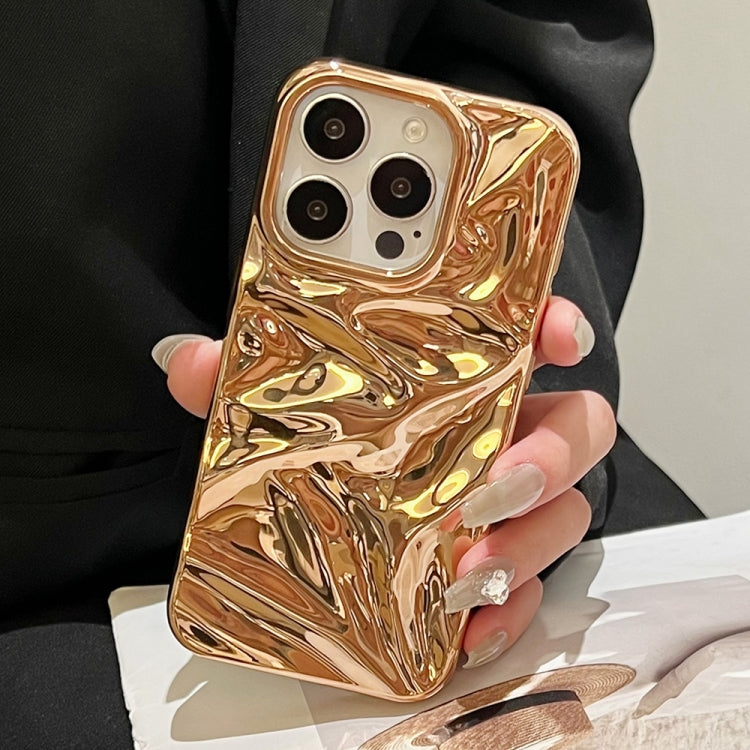 For iPhone 16 Water Ripple Electroplating Paint TPU Phone Case(Bright Gold) - iPhone 16 Cases by buy2fix | Online Shopping UK | buy2fix