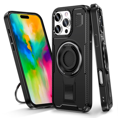 For iPhone 16 Pro Ring Holder Carbon Fiber PC Hybrid TPU Phone Case(Black) - iPhone 16 Pro Cases by buy2fix | Online Shopping UK | buy2fix