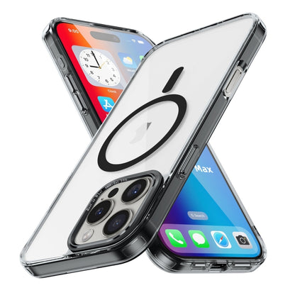 For iPhone 16 Pro Max Ice Color Magnetic Series Magsafe Magnetic PC Hybrid TPU Phone Case(Black) - iPhone 16 Pro Max Cases by buy2fix | Online Shopping UK | buy2fix