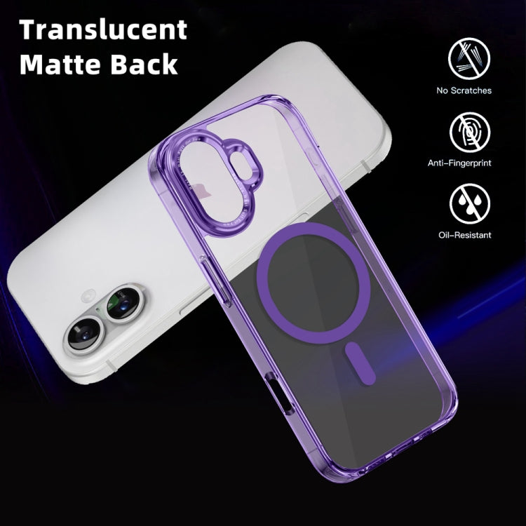 For iPhone 16 Ice Color Magnetic Series Magsafe Magnetic PC Hybrid TPU Phone Case(Purple) - iPhone 16 Cases by buy2fix | Online Shopping UK | buy2fix