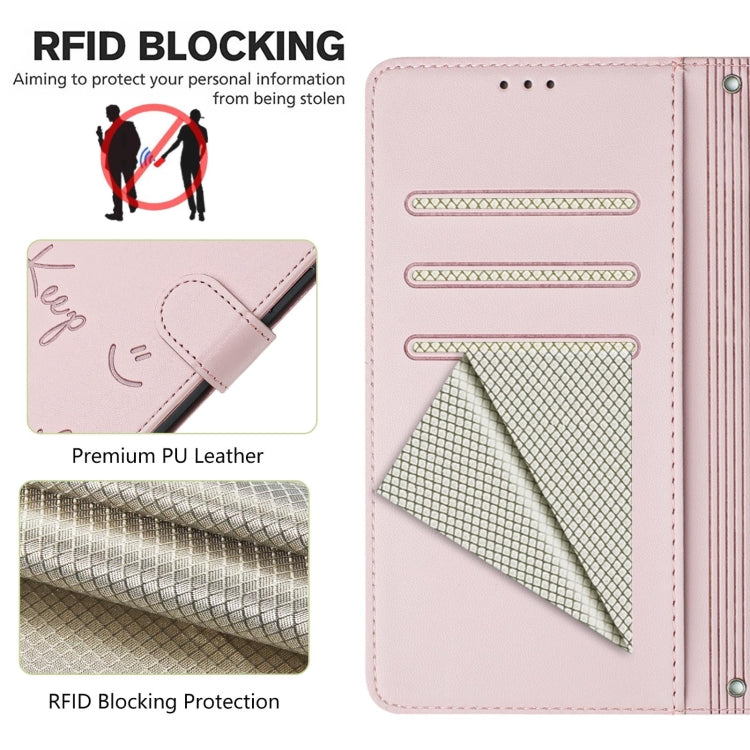 For Redmi K70 Ultra 5G Global Smile Embossing RFID Leather Phone Case(Pink) - Xiaomi Cases by buy2fix | Online Shopping UK | buy2fix