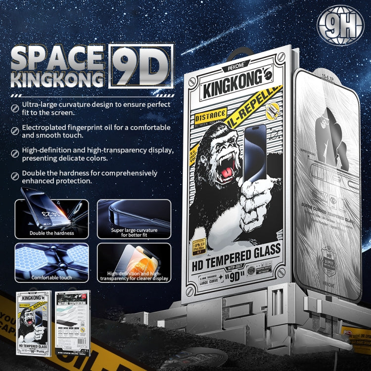 For iPhone 16 Pro Max WK WTP-087 Space King Kong 9D Curved HD Tempered Glass Screen Protector - iPhone 16 Pro Max Tempered Glass by WK | Online Shopping UK | buy2fix