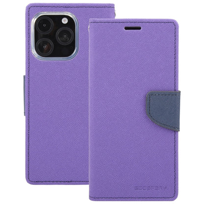 For iPhone 16 Pro GOOSPERY FANCY DIARY Cross Texture Leather Phone Case(Purple) - iPhone 16 Pro Cases by GOOSPERY | Online Shopping UK | buy2fix