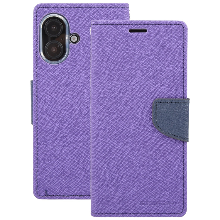 For iPhone 16 Plus GOOSPERY FANCY DIARY Cross Texture Leather Phone Case(Purple) - iPhone 16 Plus Cases by GOOSPERY | Online Shopping UK | buy2fix