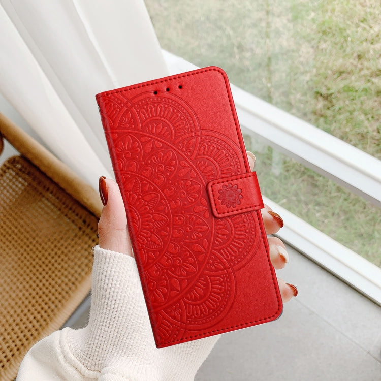 For iPhone 16 Plus Flower Embossed Leather Phone Case(Red) - iPhone 16 Plus Cases by buy2fix | Online Shopping UK | buy2fix