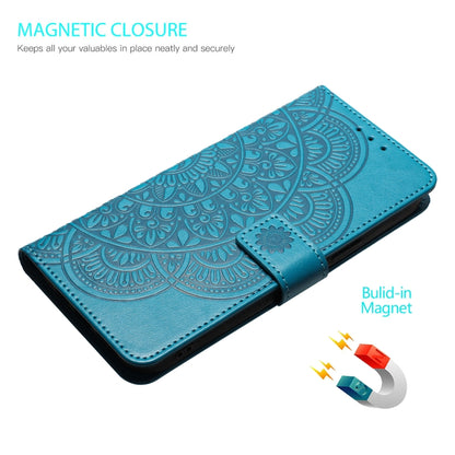 For iPhone 16 Plus Flower Embossed Leather Phone Case(Blue) - iPhone 16 Plus Cases by buy2fix | Online Shopping UK | buy2fix