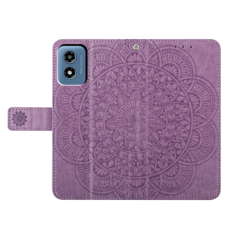 For Motorola Moto G Play 2024 Flower Embossed Leather Phone Case(Purple) - Motorola Cases by buy2fix | Online Shopping UK | buy2fix