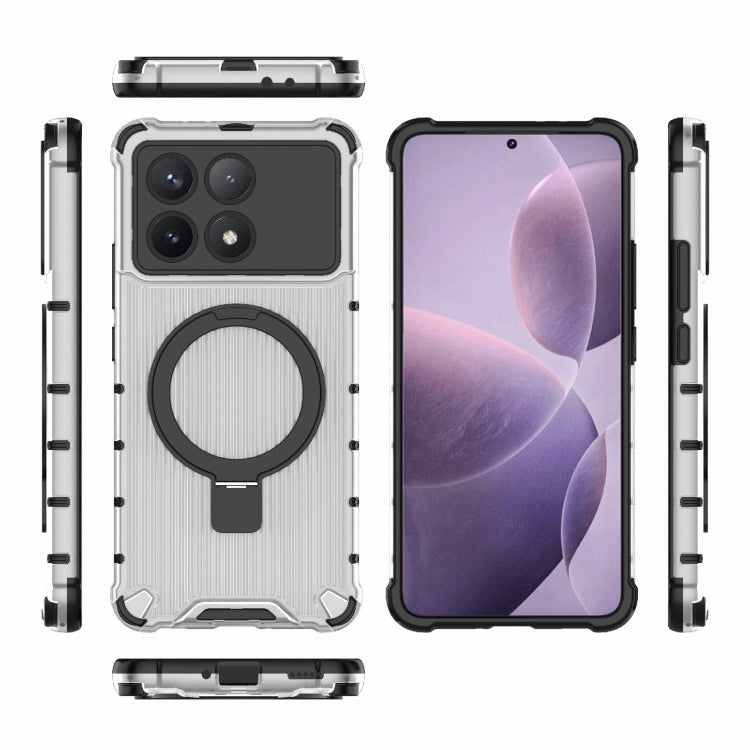 For Redmi K70 5G Grating Holder Shockproof Phone Case(Transparent) - K70 Cases by buy2fix | Online Shopping UK | buy2fix