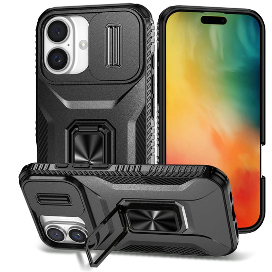 For iPhone 16 Sliding Camshield Holder Phone Case(Black) - iPhone 16 Cases by buy2fix | Online Shopping UK | buy2fix