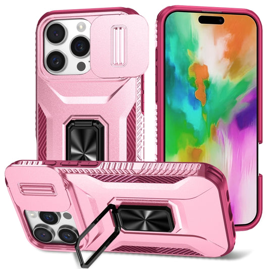 For iPhone 16 Pro Sliding Camshield Holder Phone Case(Pink + Rose Red) - iPhone 16 Pro Cases by buy2fix | Online Shopping UK | buy2fix