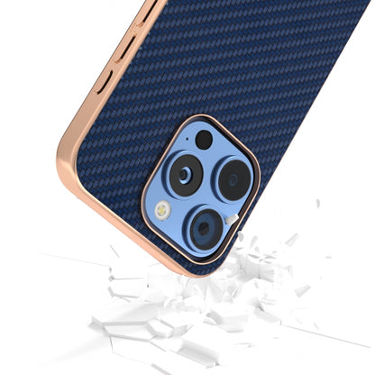 For iPhone 16 Pro Nano Electroplating Carbon Fiber Texture Phone Case(Navy Blue) - iPhone 16 Pro Cases by buy2fix | Online Shopping UK | buy2fix