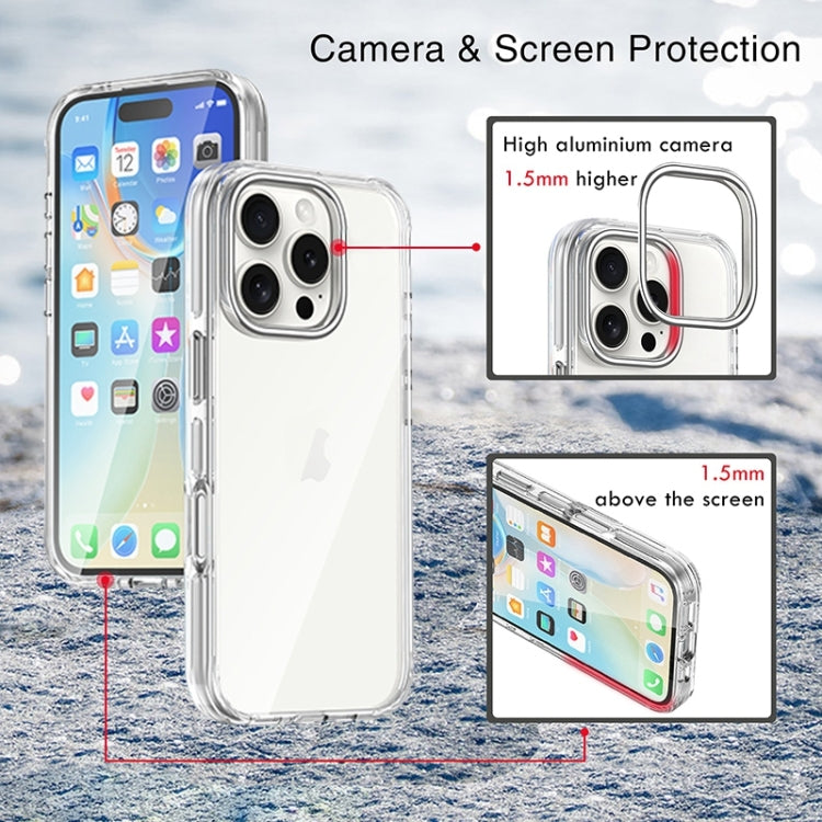 For iPhone 16 Pro Metal Buttons PC Hybrid TPU Phone Case(Transparent) - iPhone 16 Pro Cases by buy2fix | Online Shopping UK | buy2fix