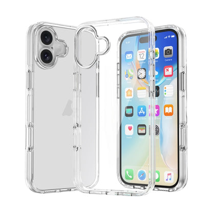 For iPhone 16 Metal Buttons PC Hybrid TPU Phone Case(Transparent) - iPhone 16 Cases by buy2fix | Online Shopping UK | buy2fix